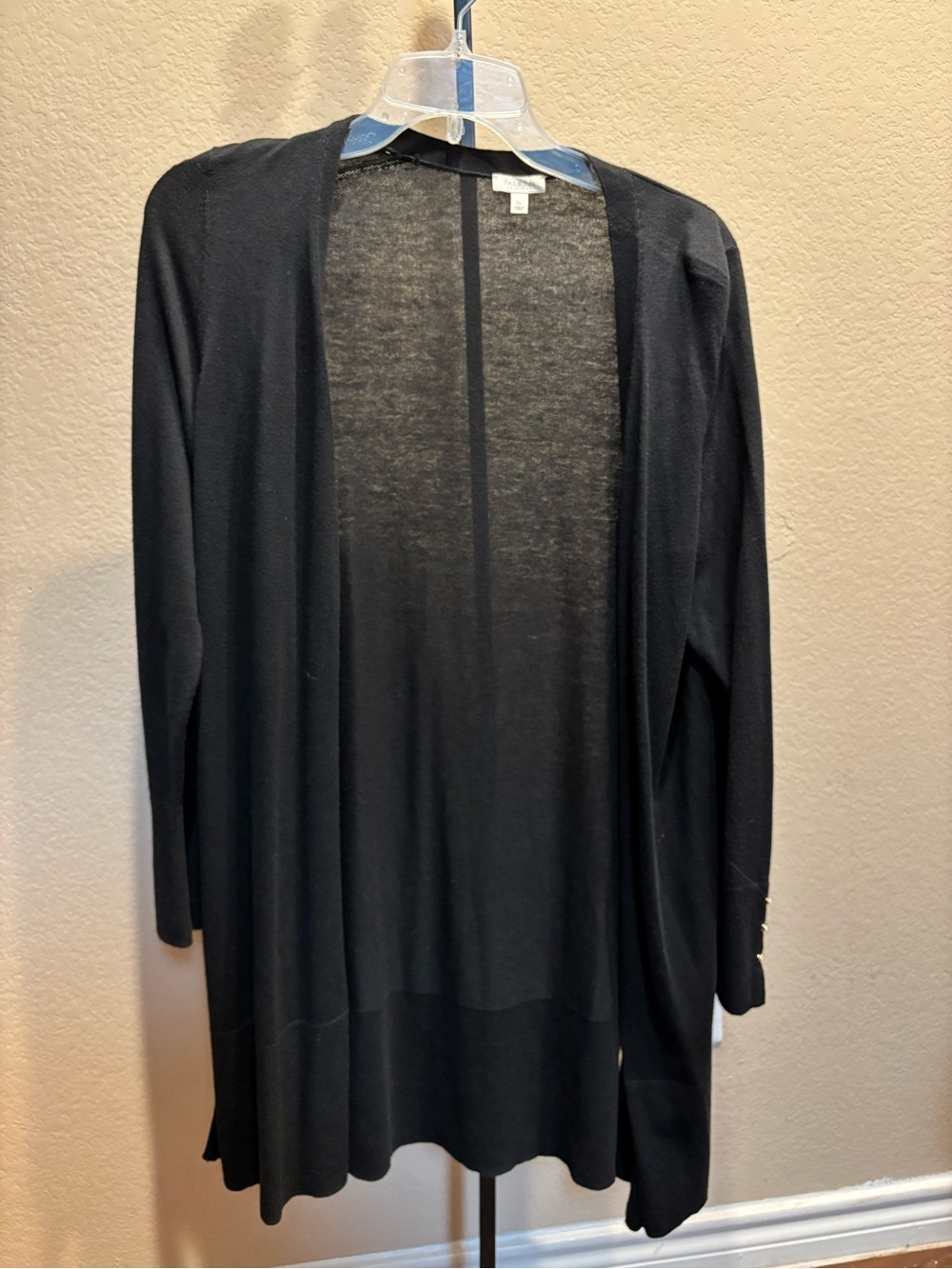 Talbots Black Open-Front Longline Cardigan